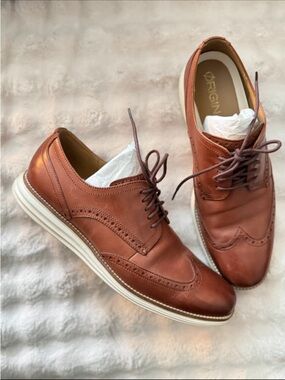 Cole Haan Men's Leather Wingtip Oxfords in Copper Brown
